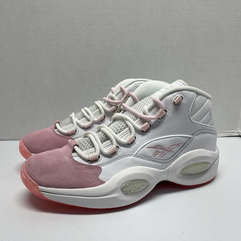 Reebok Question Mid Pink Toe G55120 Size 10.5 White Pink Allen Iverson Camron